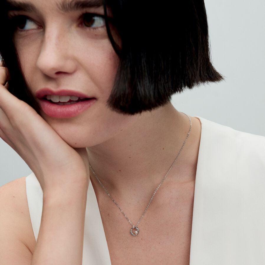 Pandora Organisch Geformter Pavé Kreis & Behandelte Süßwasserzuchtperlen Collier-Halskette 393303C01-45 Catenina donna