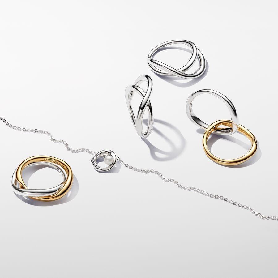 Pandora Organisch Geformter Pavé Kreis & Behandelte Süßwasserzuchtperlen Collier-Halskette 393303C01-45 Catenina donna