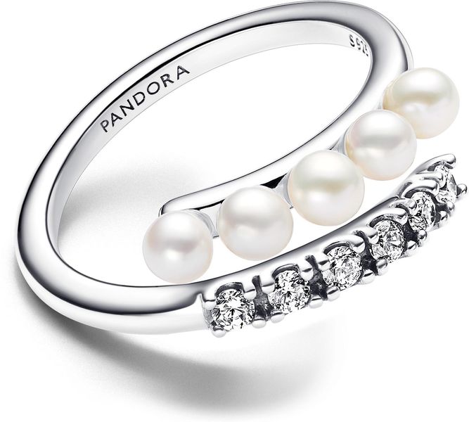 Pandora Behandelte Süßwasserzuchtperlen & Pavé Offener Ring 193145C01 Bague pour femmes