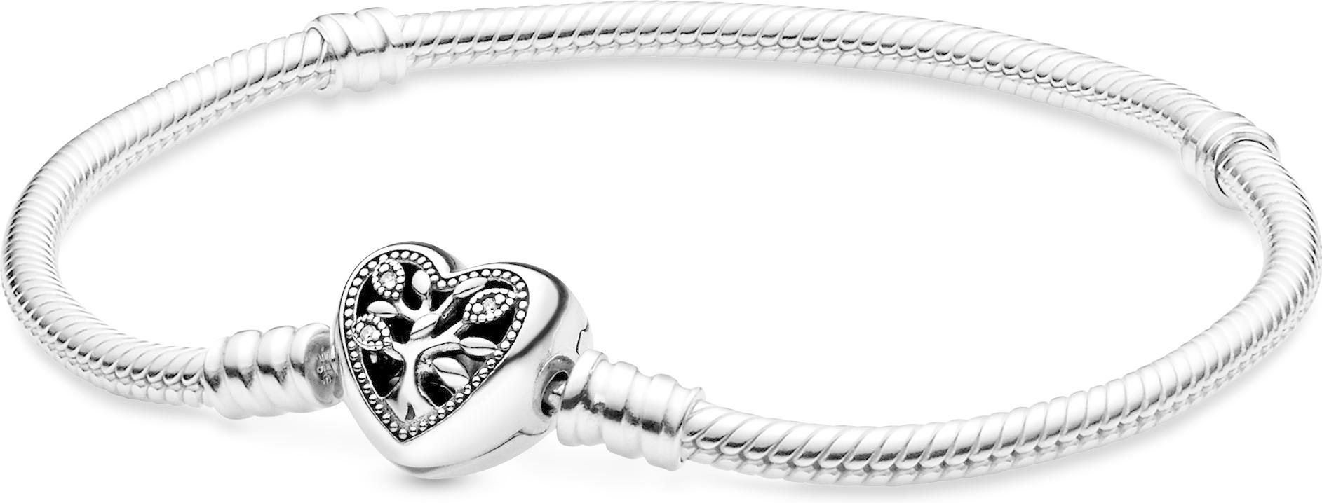 Pandora Stammbaum Schlangen-Gliederarmband mit Herzverschluss 598827C01 Dames armband