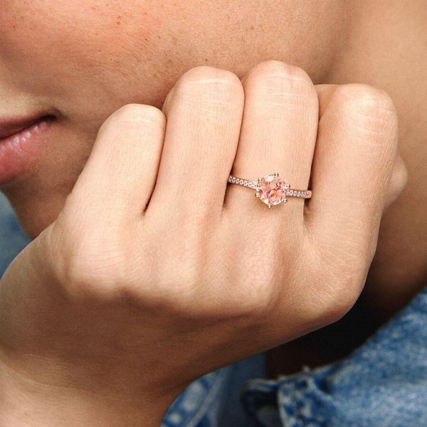 Pandora Rosafarbene, funkelnde Krone Solitär-Ring 188289C01 Anillo para mujeres