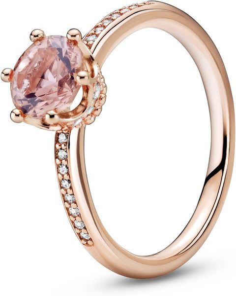 Pandora Rosafarbene, funkelnde Krone Solitär-Ring 188289C01 Anillo para mujeres