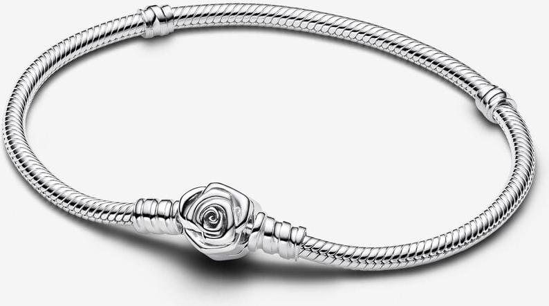 Pandora Moments Blühende Rose Verschluss Schlangen-Gliederarmband 593211C00 Braccialetto per donne