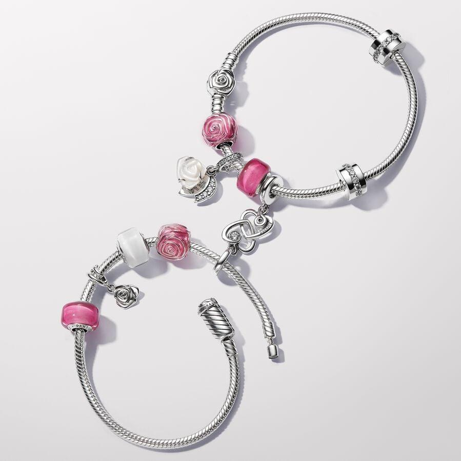 Pandora Moments Blühende Rose Verschluss Schlangen-Gliederarmband 593211C00 Dames armband