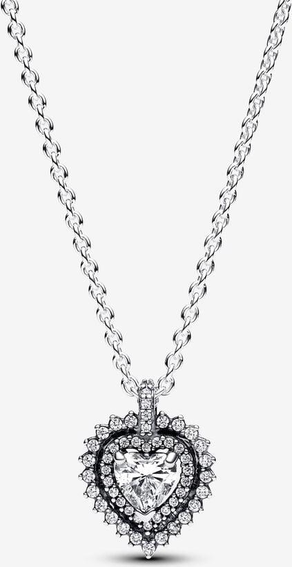 Pandora Funkelnder Herz-Strahlenkranz Anhänger-Halskette 393099C01-45 Cadena de cuello para mujeres