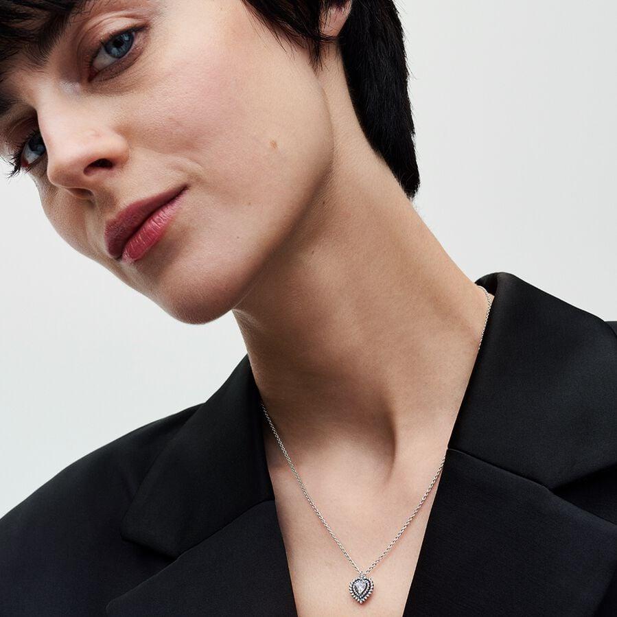 Pandora Funkelnder Herz-Strahlenkranz Anhänger-Halskette 393099C01-45 Cadena de cuello para mujeres