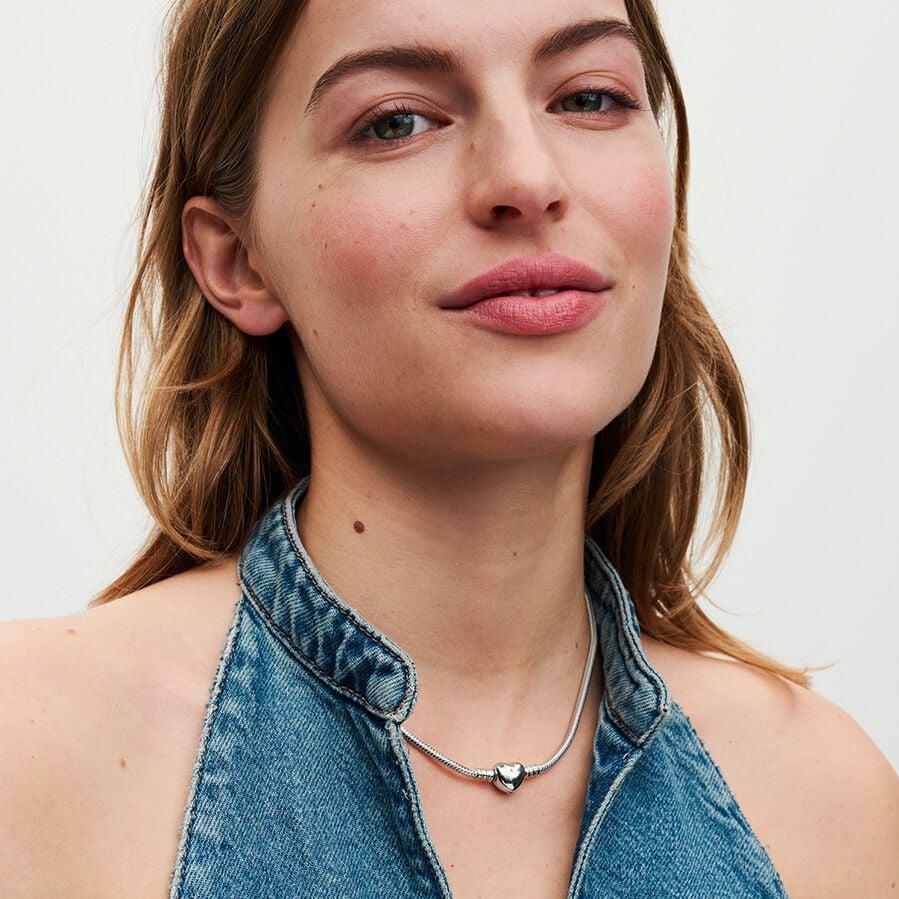 Pandora Moments Schlangen-Gliederarmband mit Herzverschluss 393091C00-45 Catenina donna