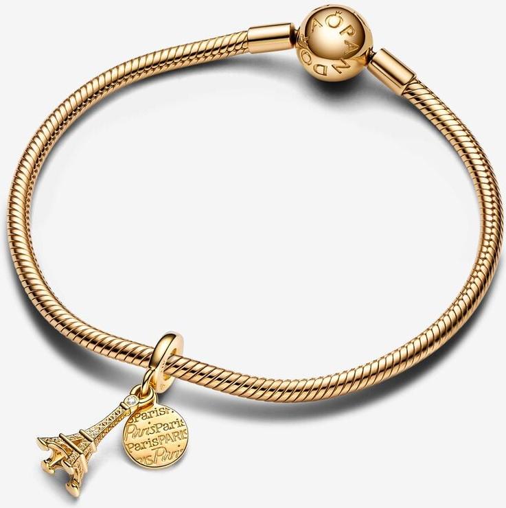 Pandora Pariser Eiffelturm Labordiamant Gravierbarer Doppelter Charm-Anhänger 763344C01 Anhänger