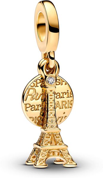 Pandora Pariser Eiffelturm Labordiamant Gravierbarer Doppelter Charm-Anhänger 763344C01 Pendant Pandora Pariser Eiffelturm Labordiamant Gravierbarer Doppelter Charm-Anhänger 763344C01 Pendant