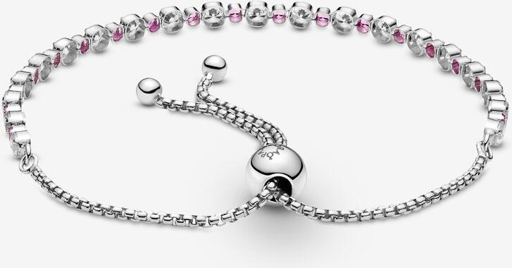 Pandora Rosafarbenes und klar funkelndes Schiebearmband 599377C02 Pulsera para mujeres