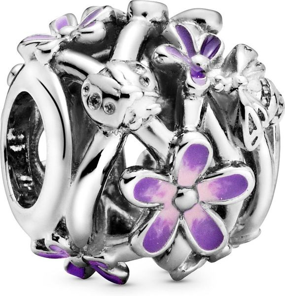 Pandora Offen gearbeitetes, lilafarbenes Gänseblümchen Charm 798772C02 Hanger Pandora Offen gearbeitetes, lilafarbenes Gänseblümchen Charm 798772C02 Hanger