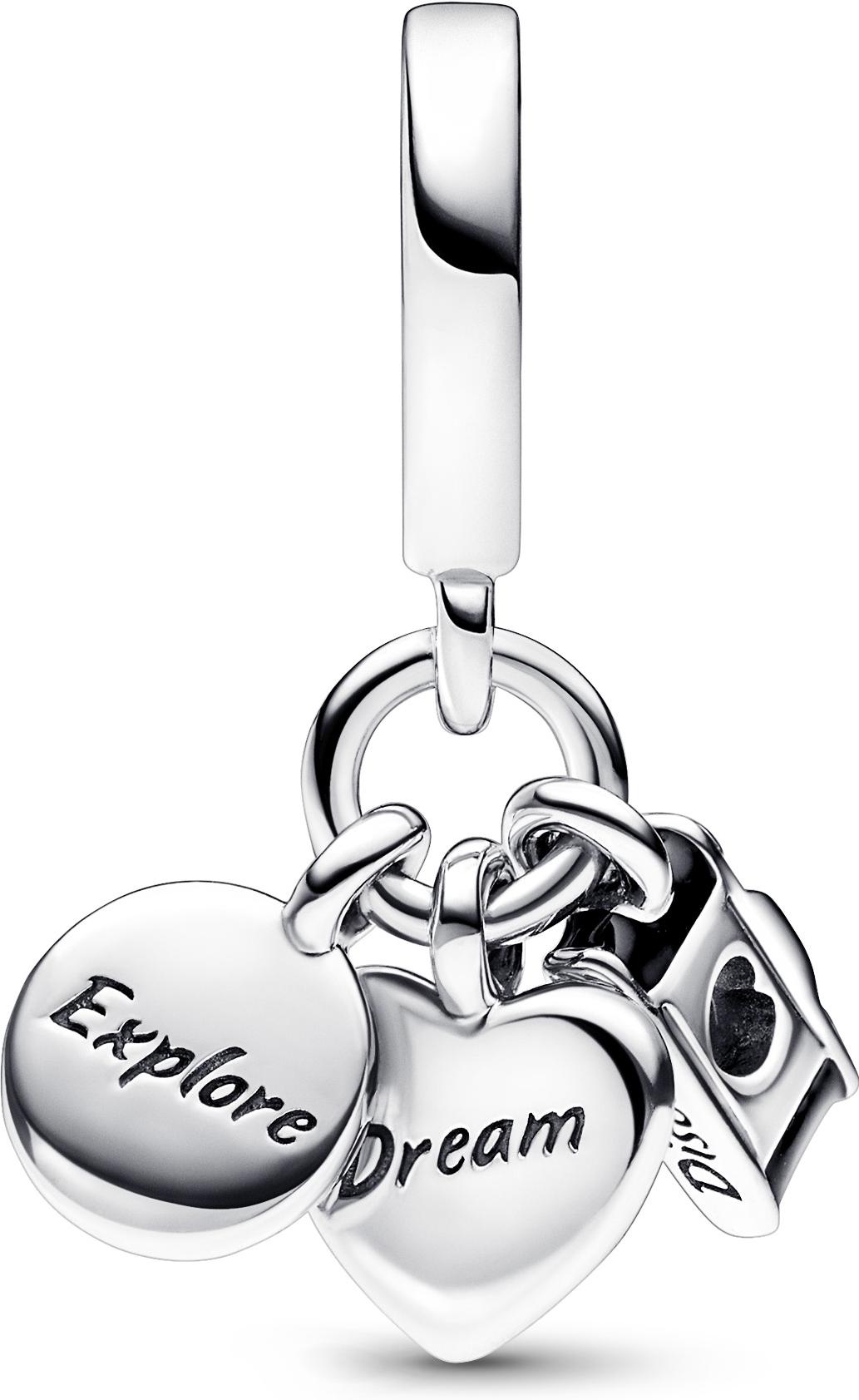 Pandora Kamera, Herz & Kompass Dreifacher Charm-Anhänger 792703C01 Pendente