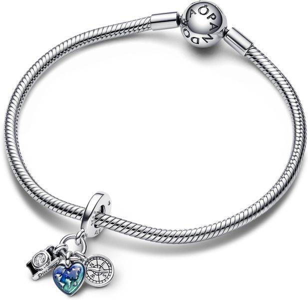 Pandora Kamera, Herz & Kompass Dreifacher Charm-Anhänger 792703C01 Pendente Pandora Kamera, Herz & Kompass Dreifacher Charm-Anhänger 792703C01 Pendente