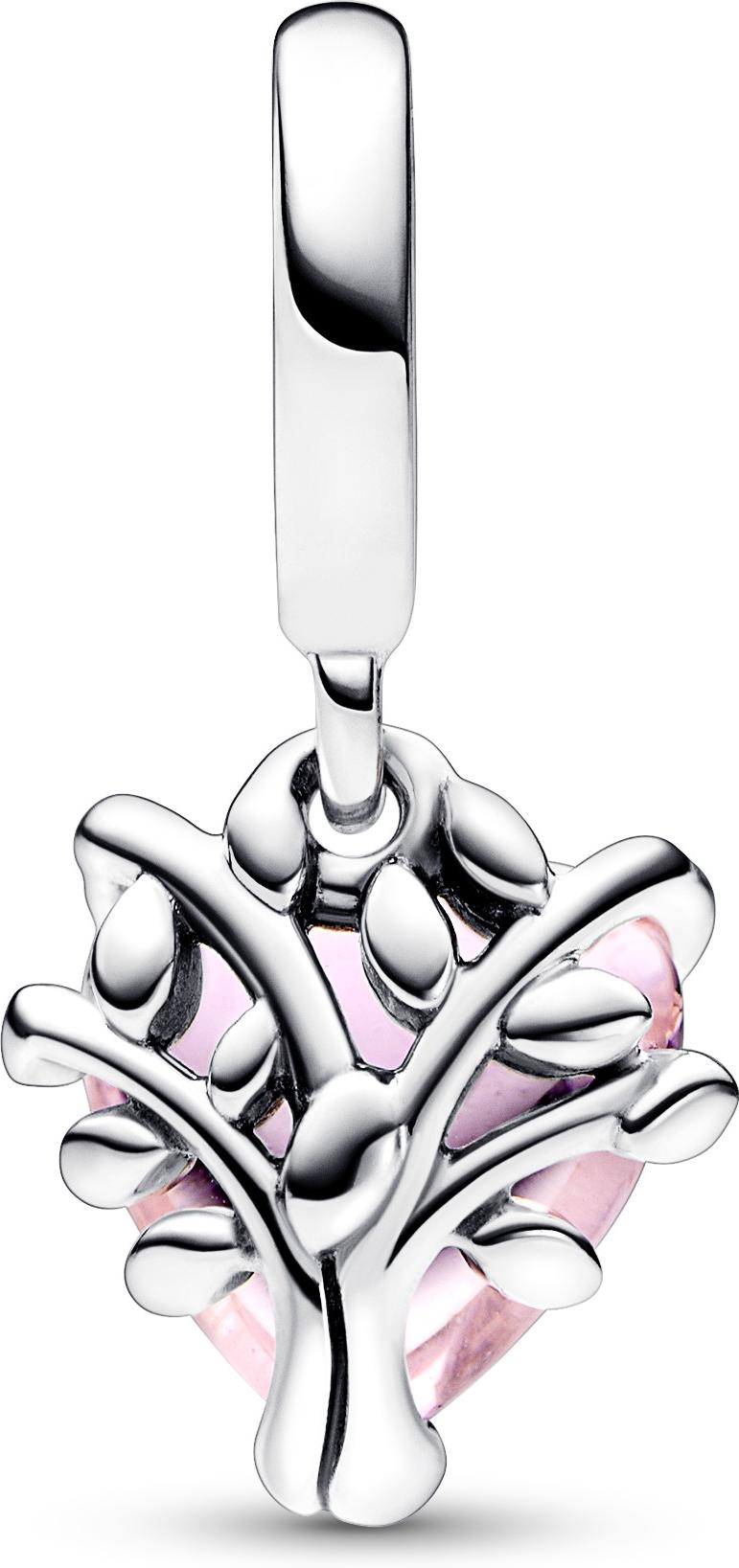 Pandora Rosafarbener Stammbaum & Herz Charm-Anhänger 792654C01 Hanger