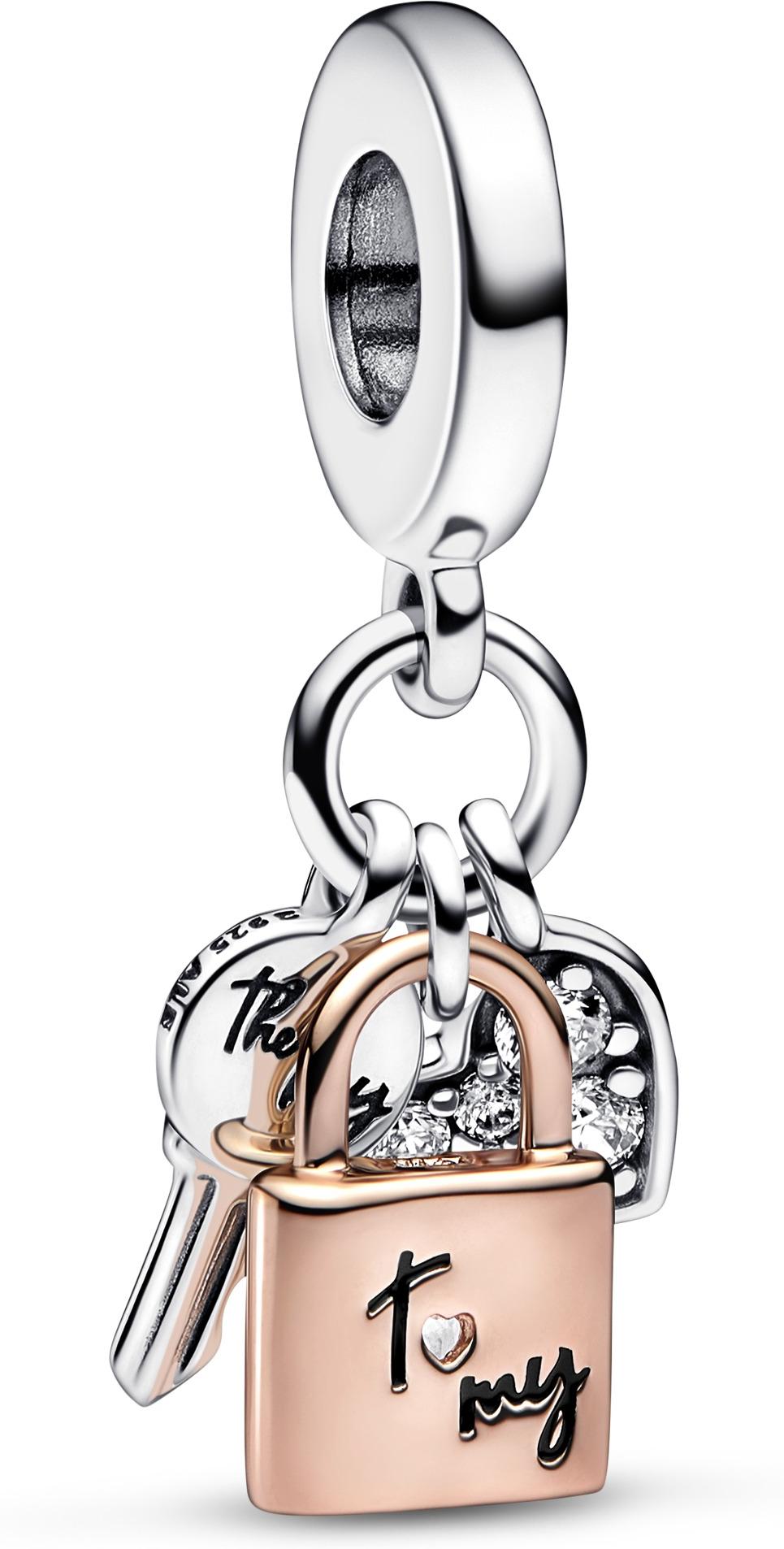 Pandora Bicolor Schlüssel, Vorhängeschloss & Herz Dreifacher Charm-Anhänger 782506C01 Pendant