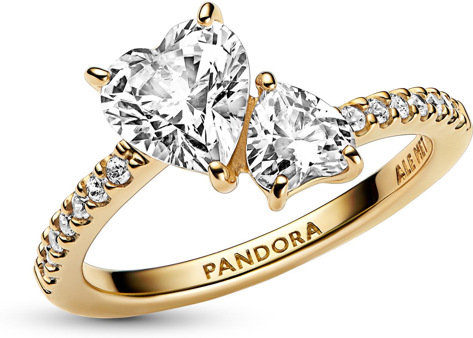 Pandora Doppel-Herz Funkelnder Ring 161198C01 Bague pour femmes