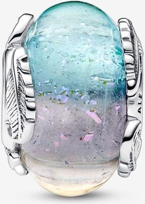 Pandora Mehrfarbiges Murano-Glas & Geschwungene Feder Charm 792577C00 Anhänger