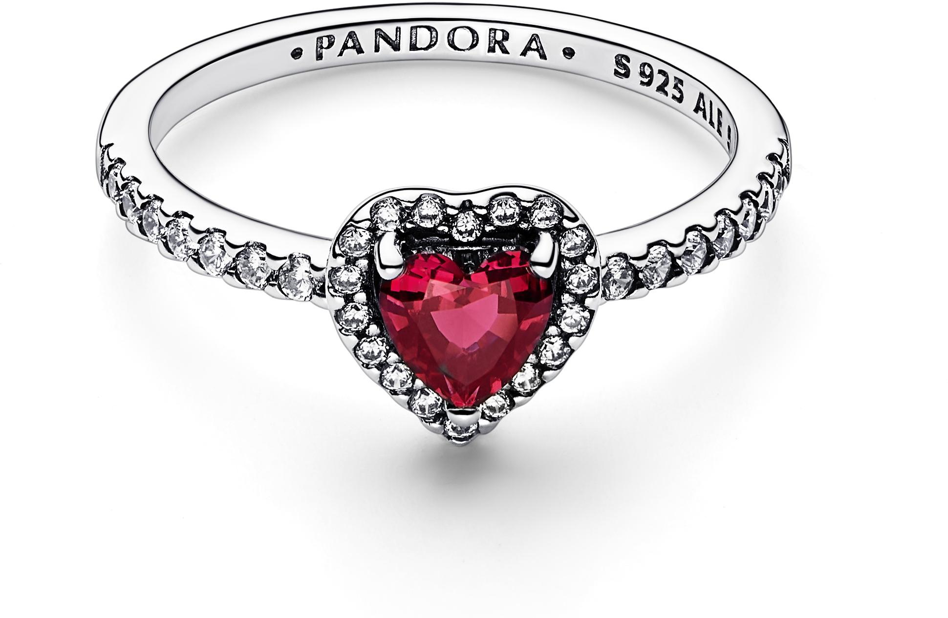 Pandora Ausgeprägtes Rotes Herz Ring 198421C02 Anello donna