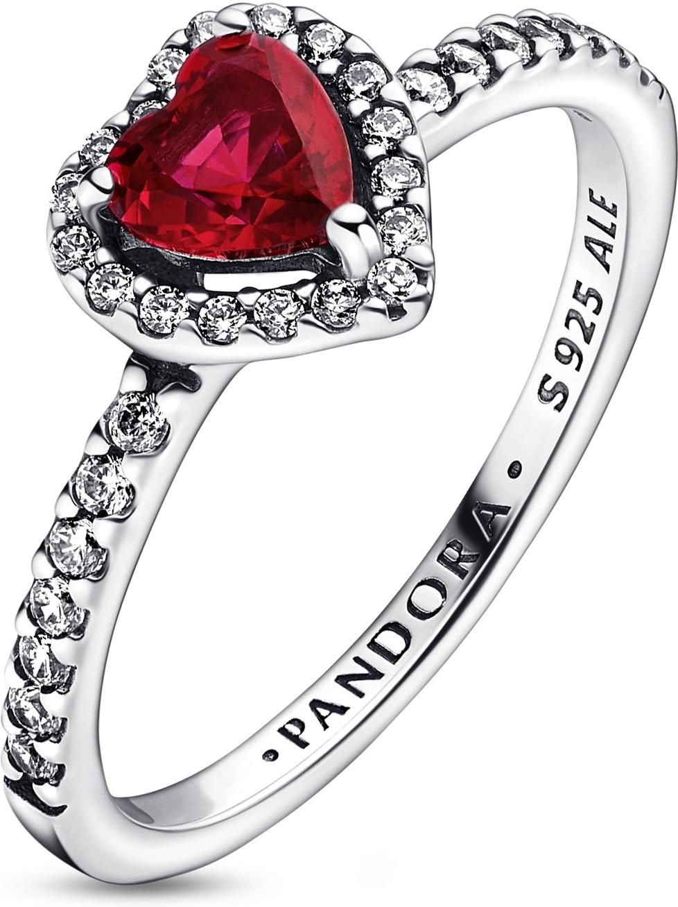 Pandora Ausgeprägtes Rotes Herz Ring 198421C02 Anello donna