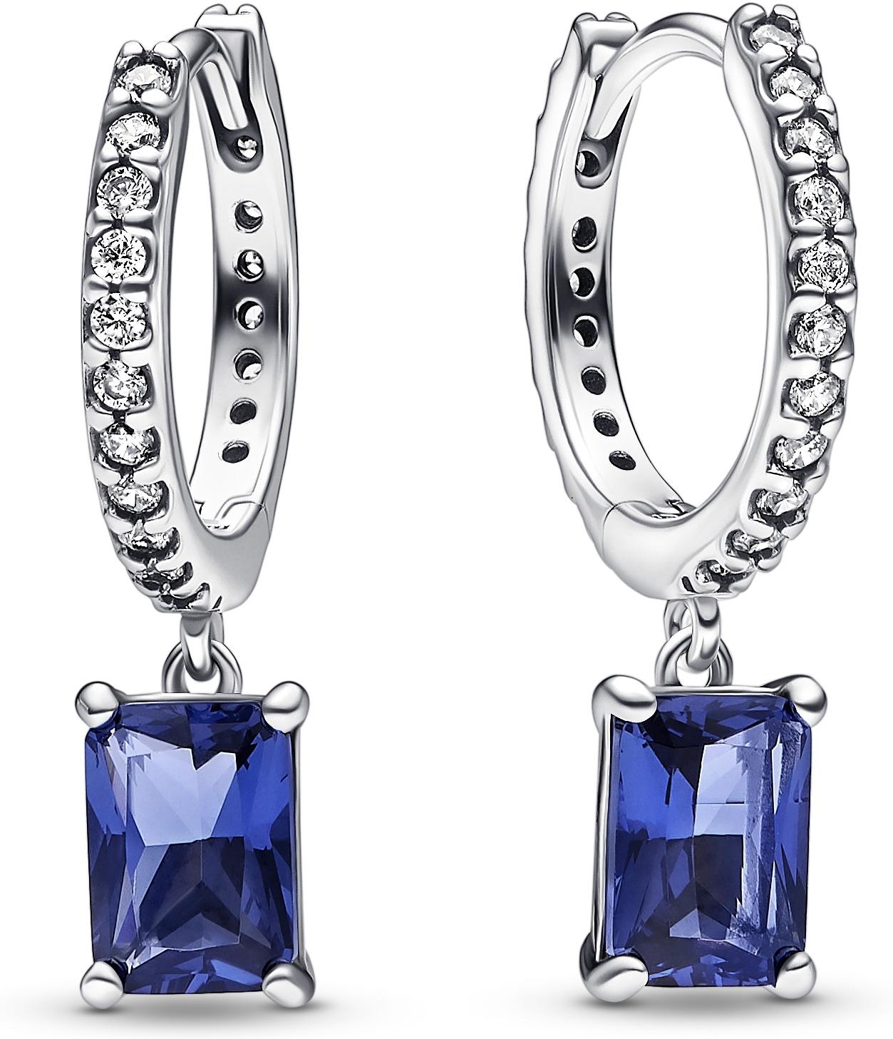 Pandora Blaue Rechteckige Funkelnde Creolen 292381C01 Earrings