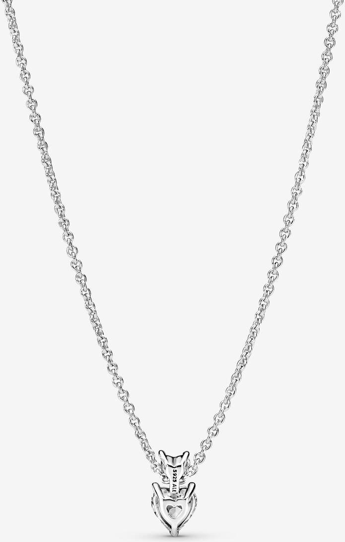 Pandora Doppelherz-Anhänger Funkelnde Collier-Halskette 391229C01-45 Cadena de cuello para mujeres