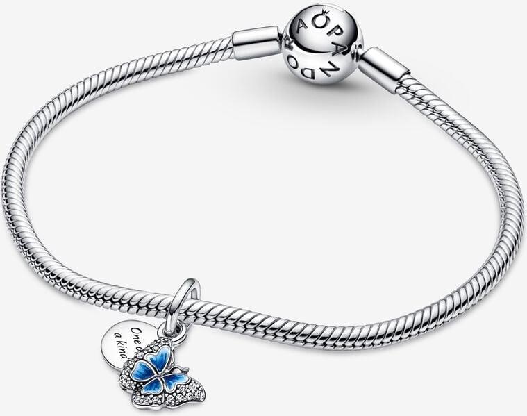 Pandora Blauer Schmetterling & Spruch Doppelter Charm-Anhänger 790757C01 Pendant