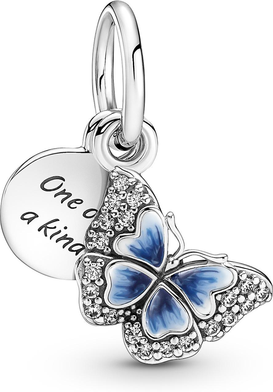 Pandora Blauer Schmetterling & Spruch Doppelter Charm-Anhänger 790757C01 Pendente