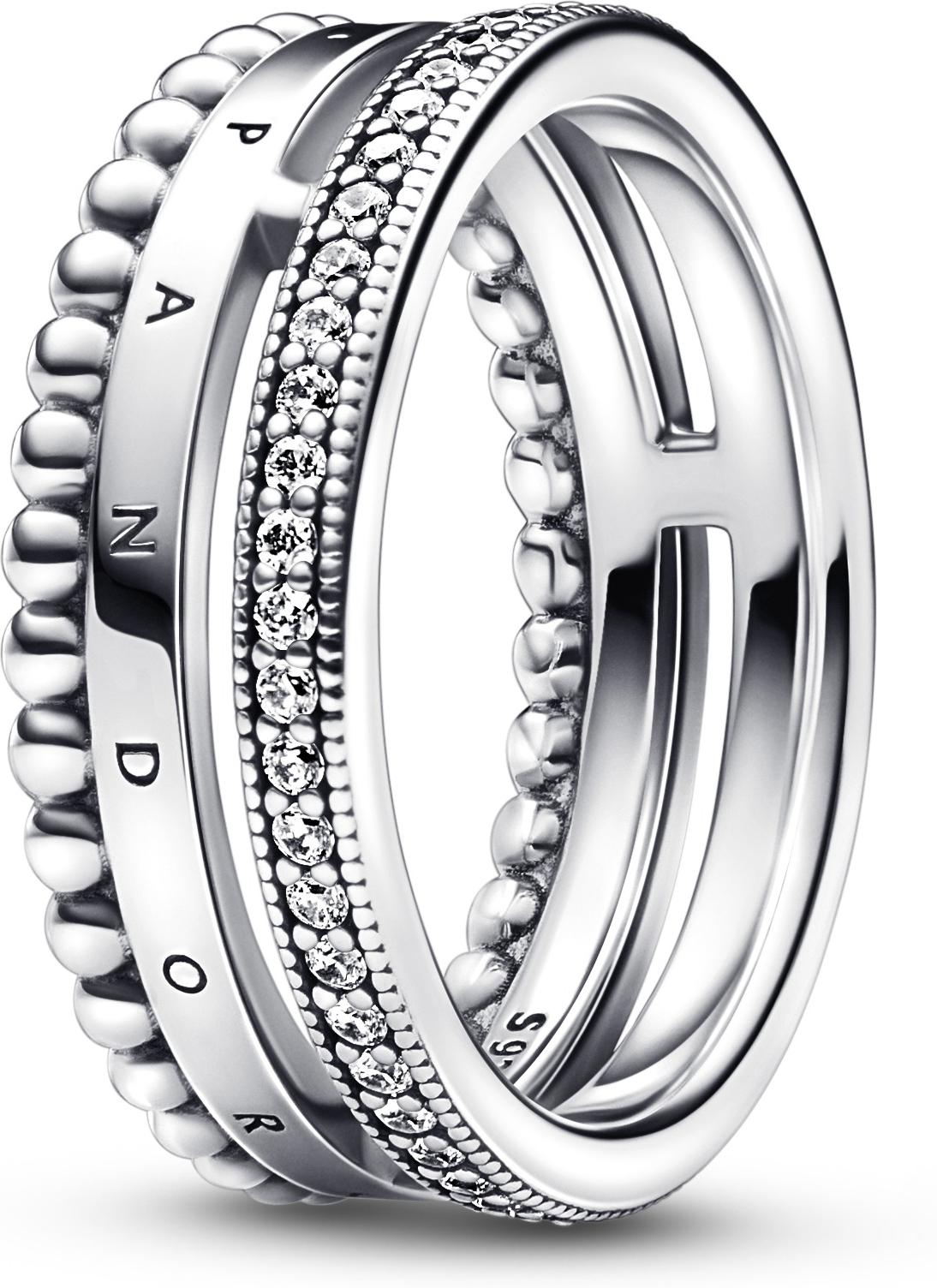 Pandora Pandora Signature Logo Pavé & Perlen Ring 192312C01 Anillo para mujeres