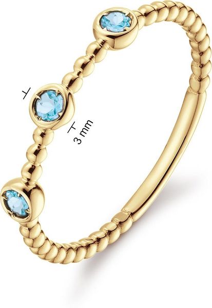 Jackie Gold Triple London Blue Topaz Ring JKR24.419 womans ring Jackie Gold Triple London Blue Topaz Ring JKR24.419 womans ring