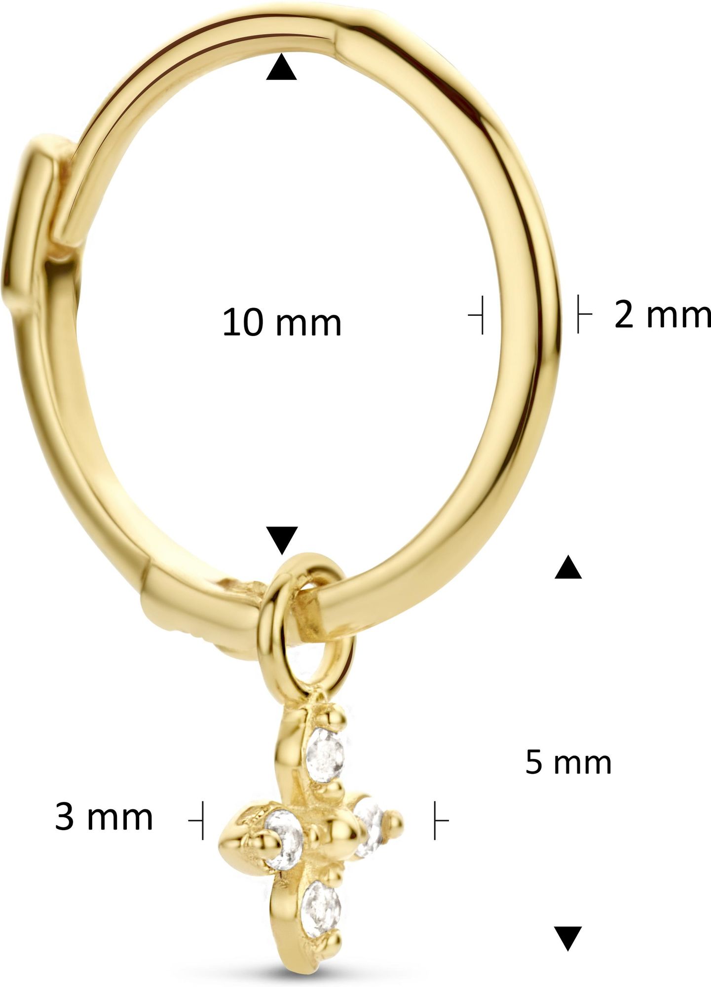 Jackie Gold Jackie JKS22.263 Dames Enkele oorring Goud - 10mm JKS22.263 Boucles d'oreille