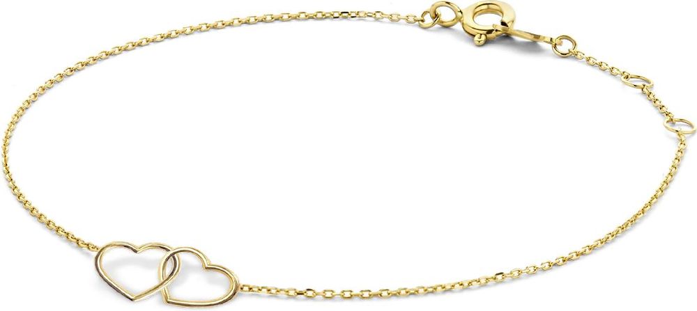 Jackie Gold Jackie Double Heart Armband 14k geelgoud JKB23.049 Damenarmband