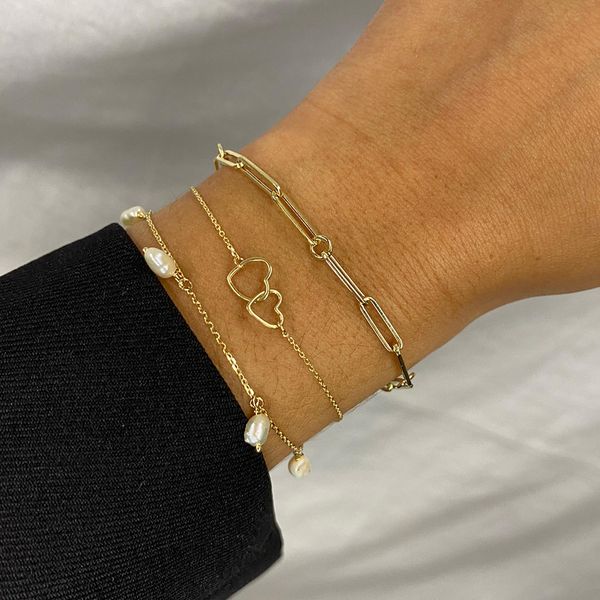 Jackie Gold Jackie Double Heart Armband 14k geelgoud JKB23.049 Damenarmband