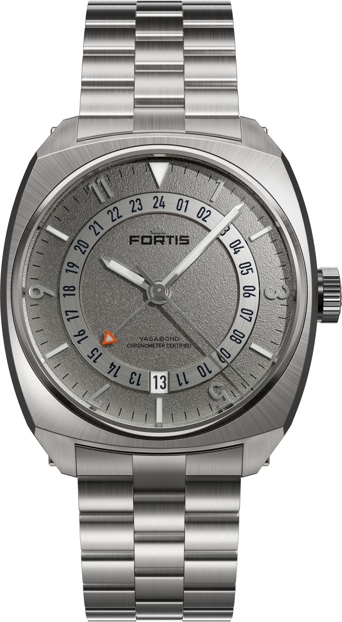 Fortis Vagabond Stormy Gray F6660000 Automatic Mens Watch Second Time Zone