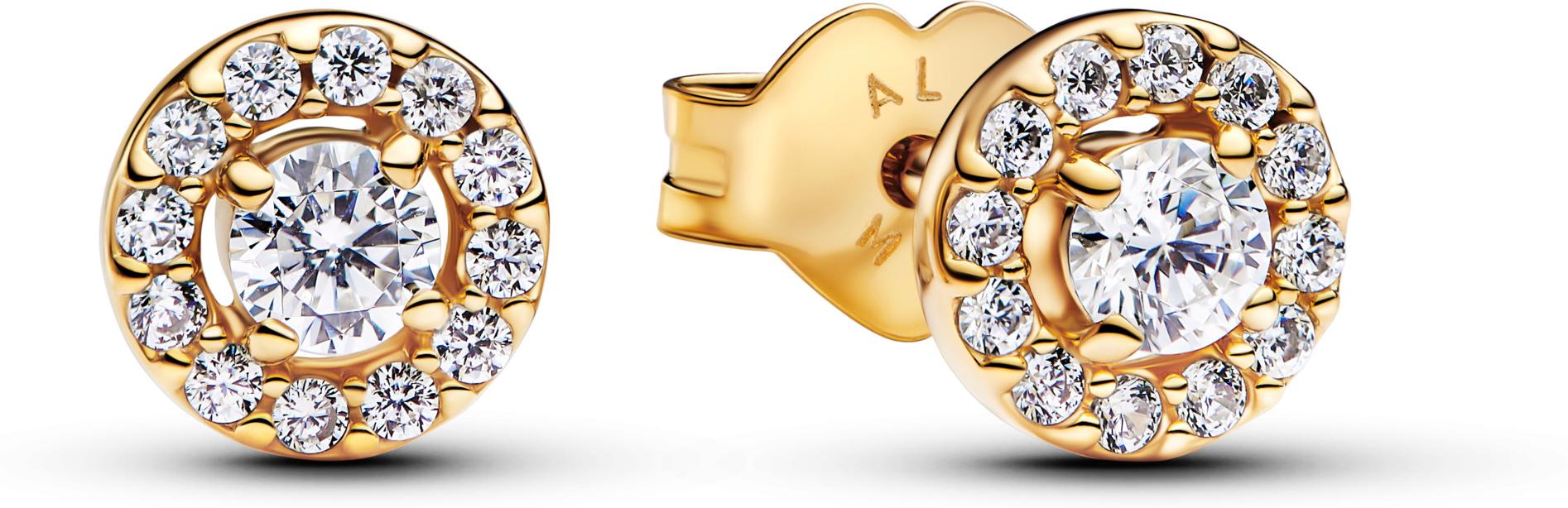 Pandora 14k Gold-plated unique metal blend  Cubic Zirconia Clear 263019C01 Pendientes