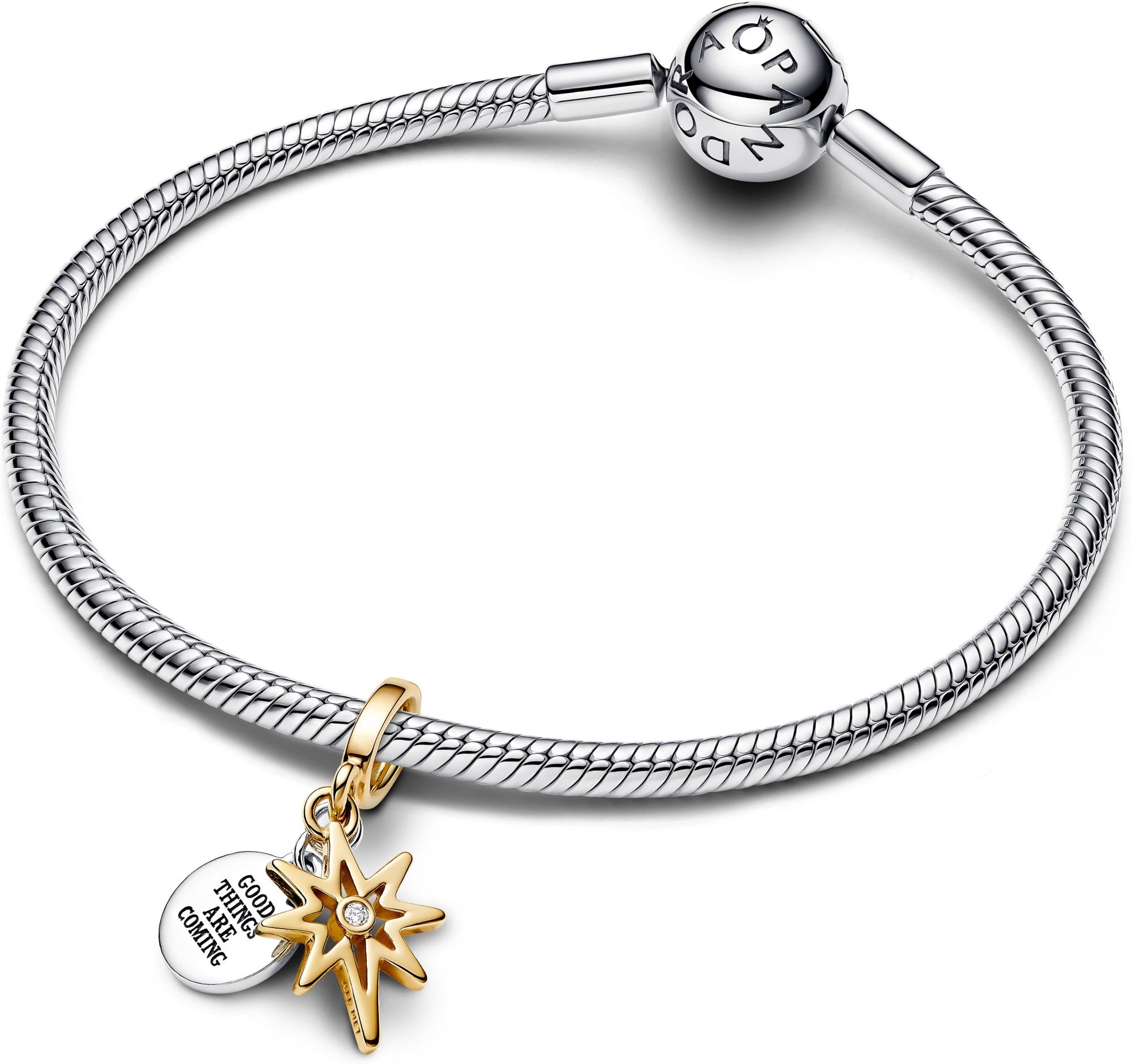 Pandora Sterling silver and 14k gold-plated unique metal blend  Lab-Grown Diamond Clear 763588C01 Pendente