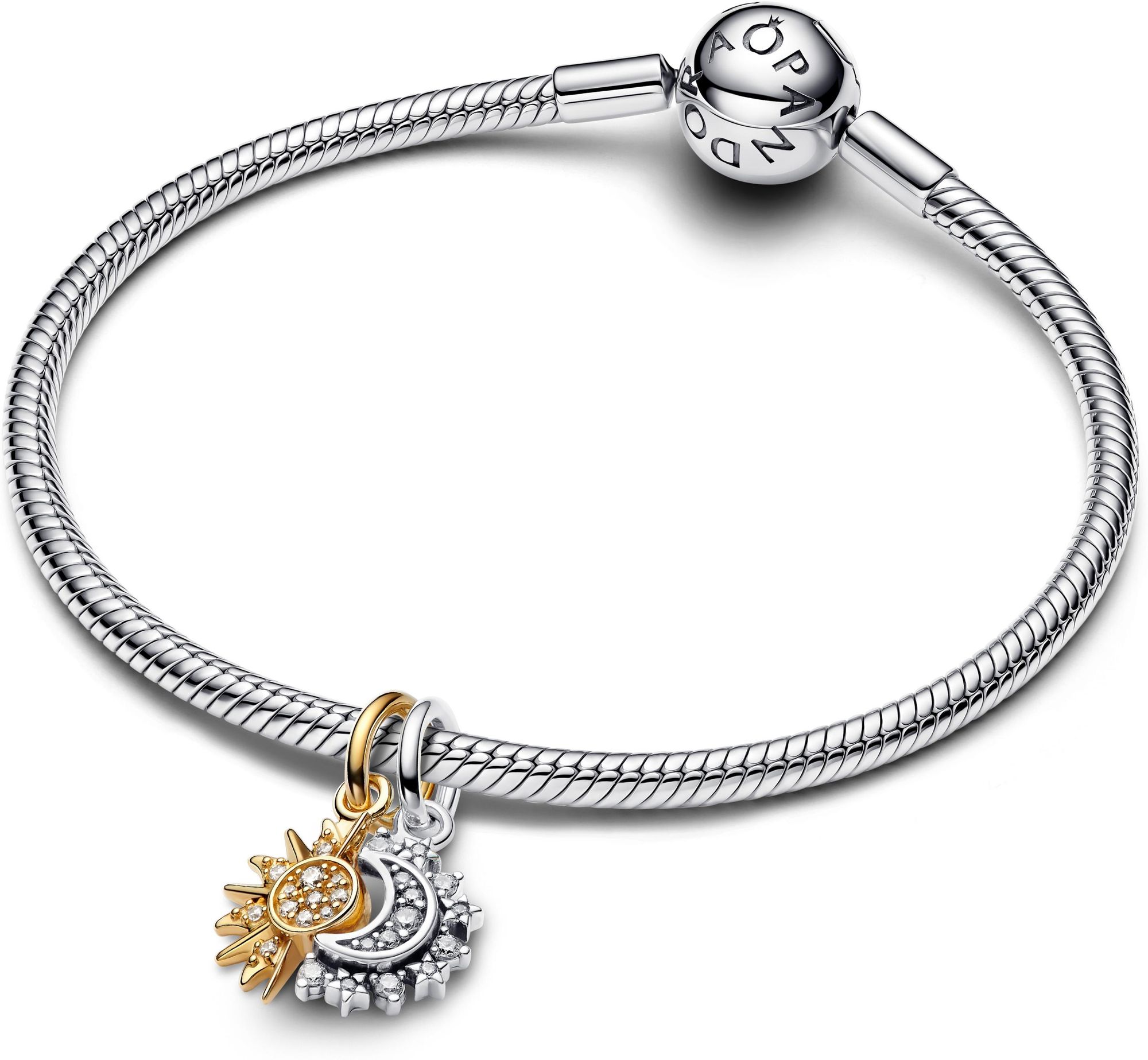 Pandora Sterling silver and 14k gold-plated unique metal blend  Cubic Zirconia Clear 763585C01 Anhänger