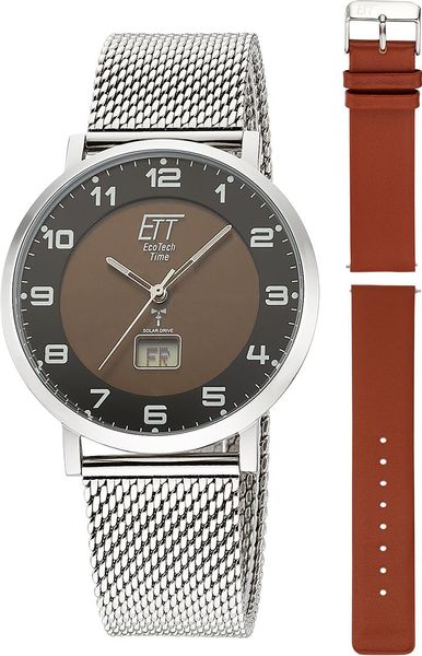 Eco Tech Time Solar Drive Funk EGS-11624-22MS Reloj radiocontrolado para hombres Con pulsera adicional
