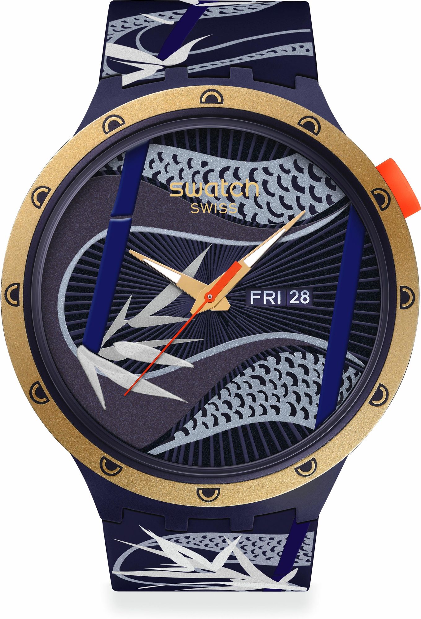 Swatch BLUE AND GOLDEN LITHE DANCER SB05Z700 Unisexuhr Design Highlight