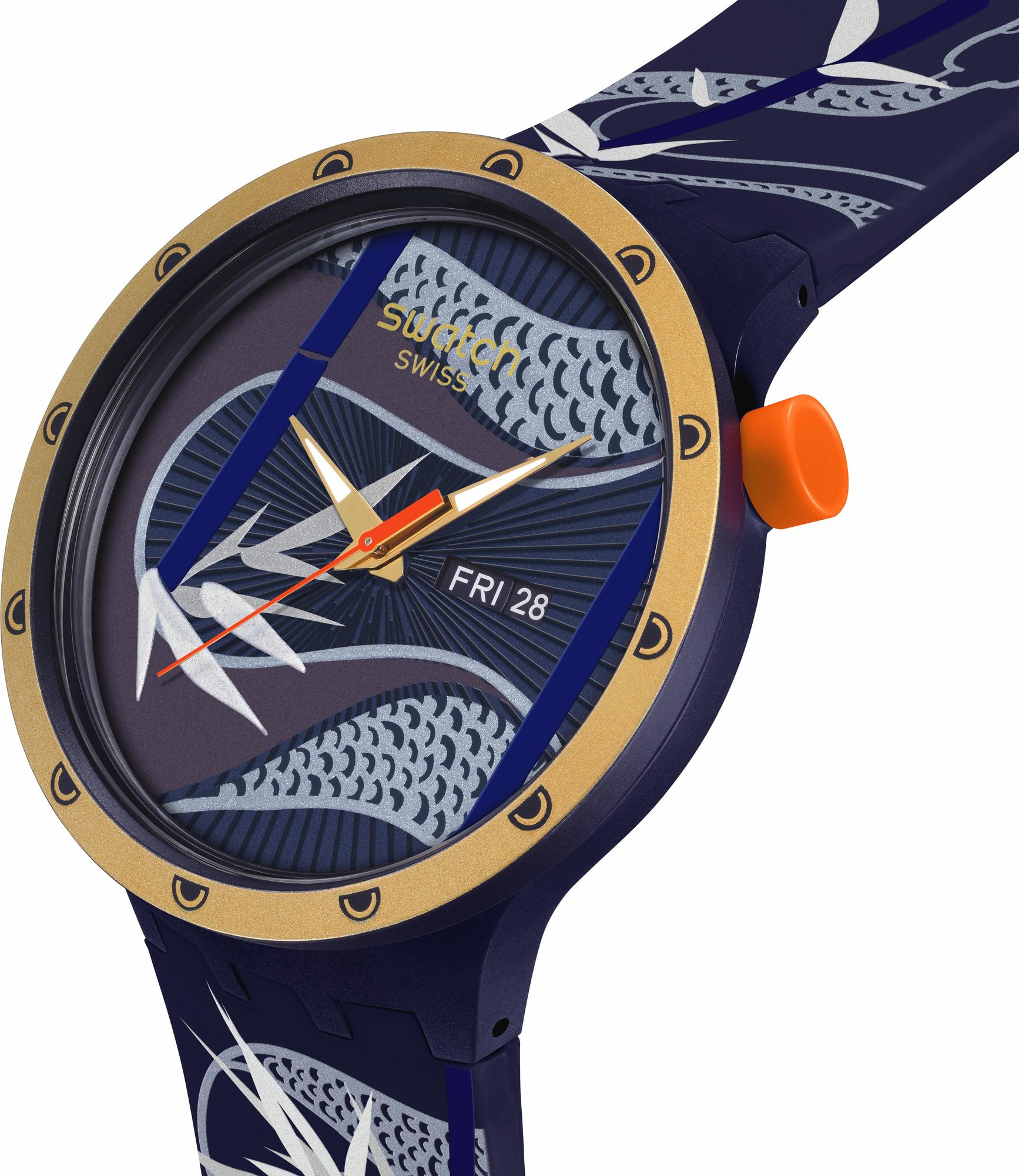 Swatch BLUE AND GOLDEN LITHE DANCER SB05Z700 Unisexuhr Design Highlight