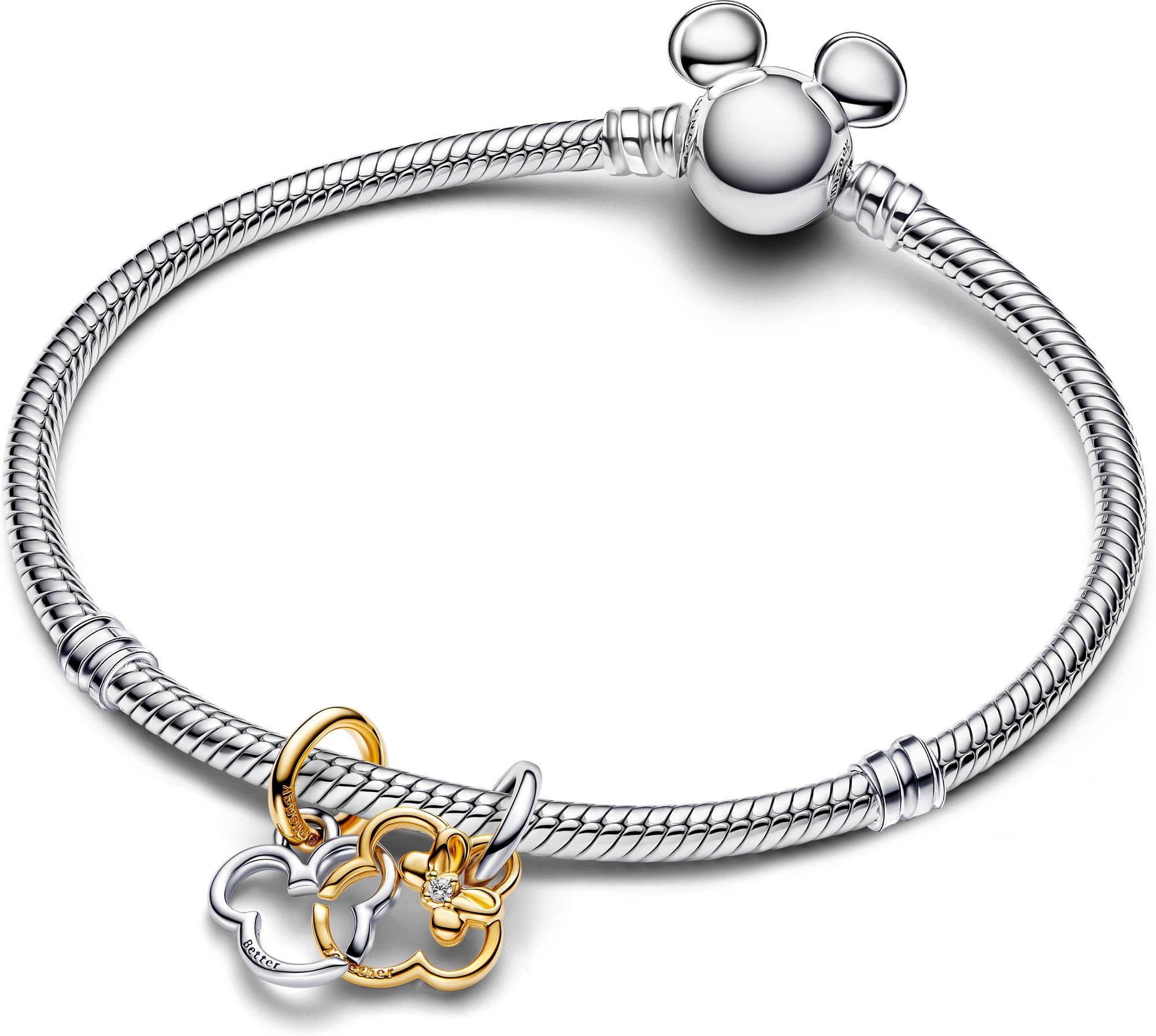 Pandora Disney Micky Maus und Minnie Maus Teilbarer Charm-Anhänger 763650C01 Charm Anhänger