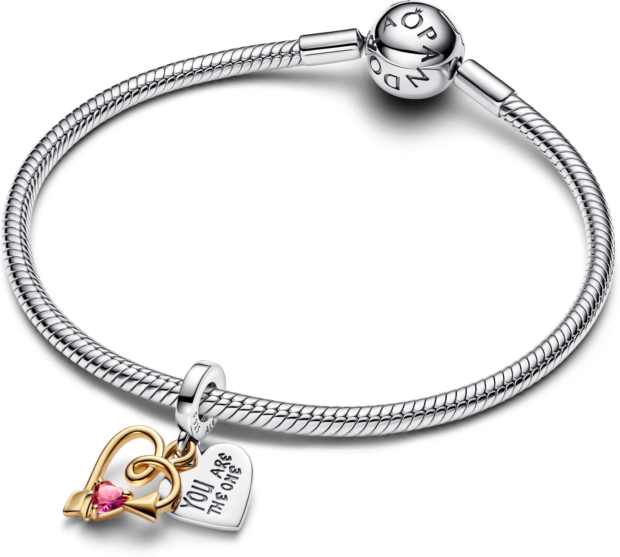 Pandora Gravierbarer Herz & Pfeil Doppelter Charm-Anhänger 763622C01 Charm Anhänger