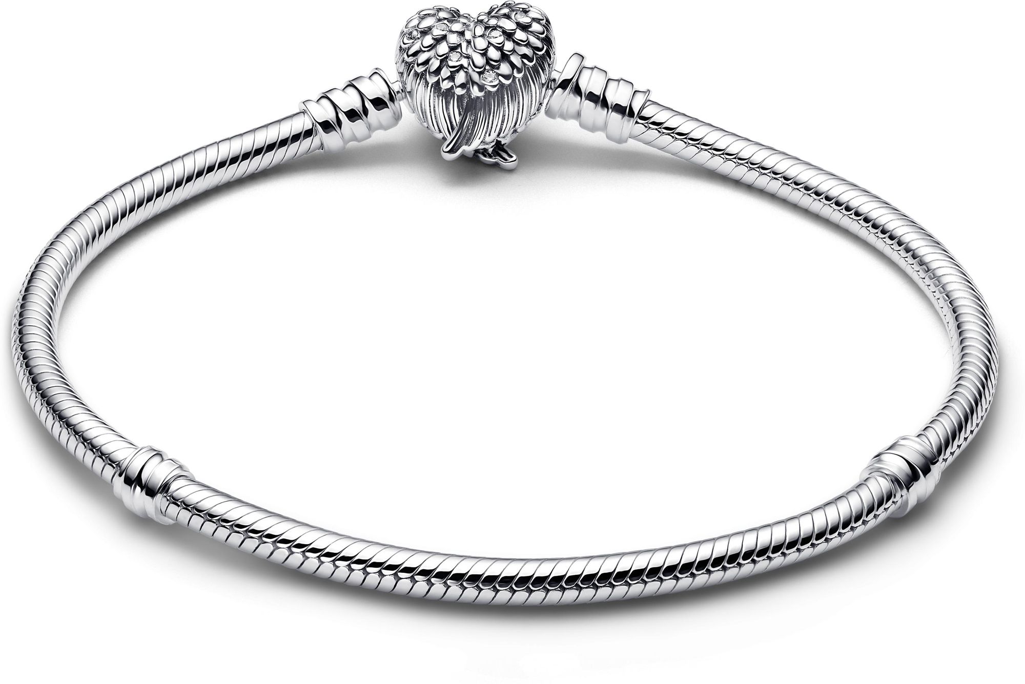 Pandora Flügel Herzverschluss Schlangen-Gliederarmband 593680C01 Pulsera para mujeres