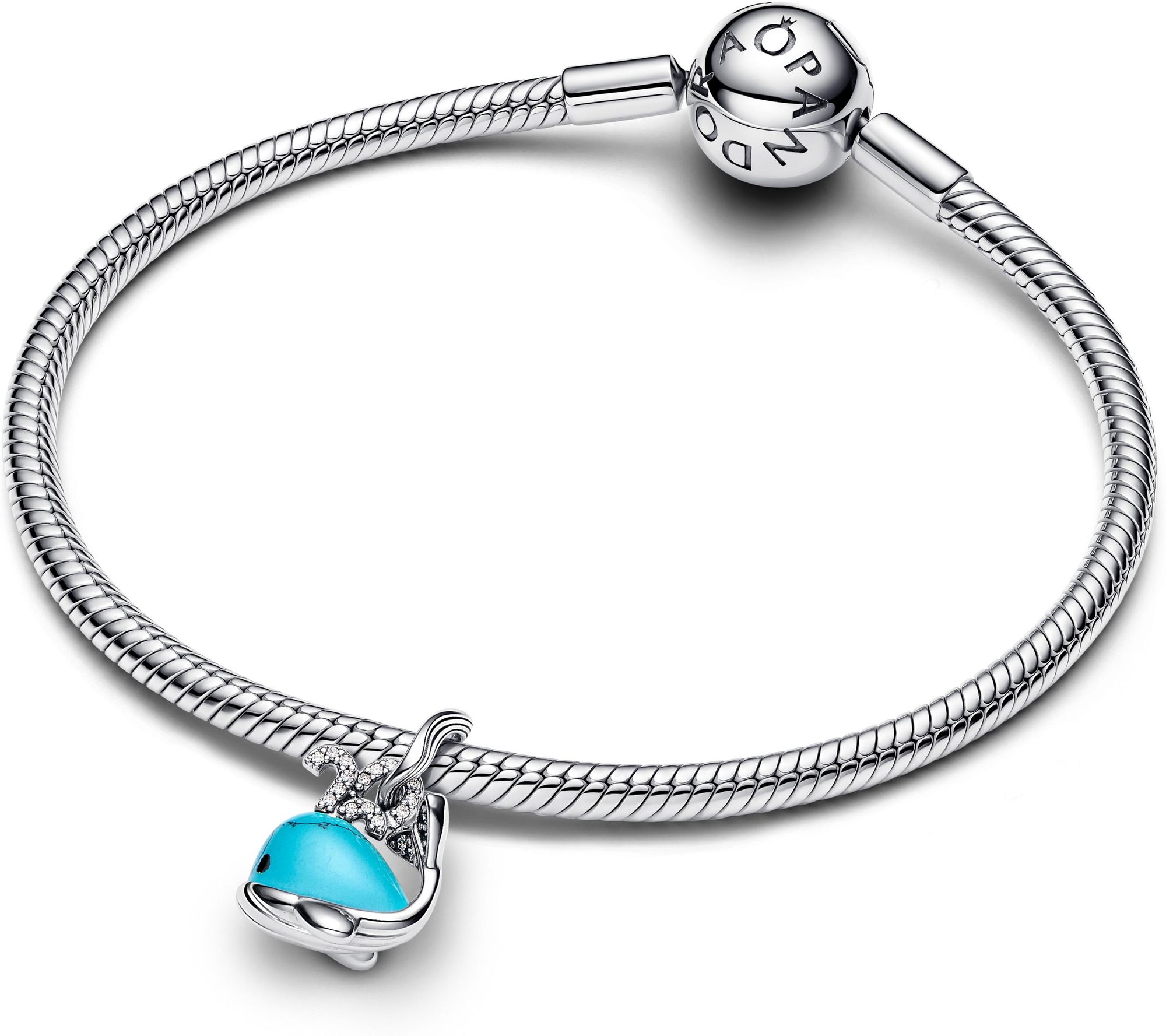 Pandora Türkisfarbener Wal Charm-Anhänger 793822C01 Charm-hanger Pandora Türkisfarbener Wal Charm-Anhänger 793822C01 Charm-hanger