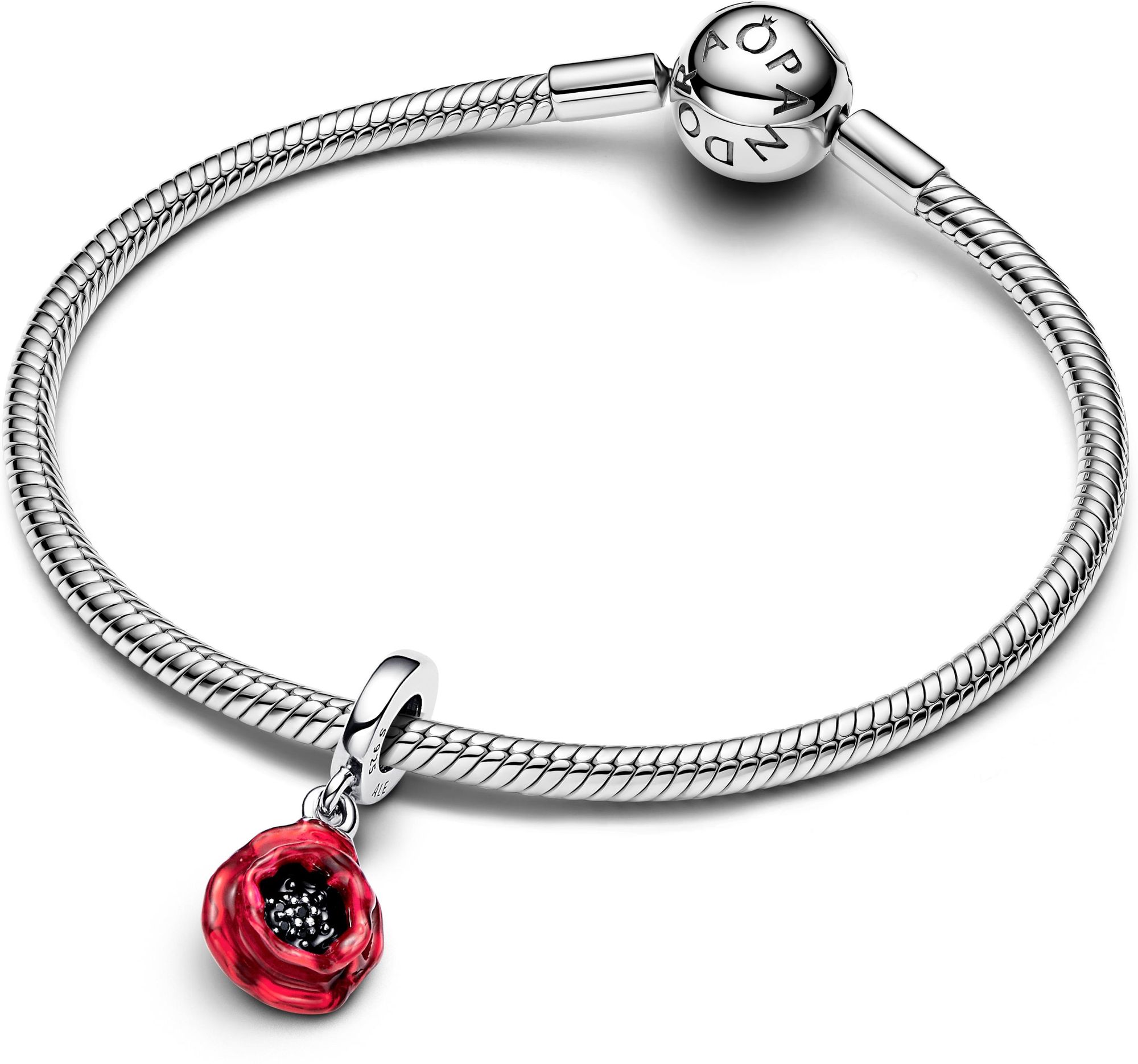 Pandora Roter Blume Charm-Anhänger 793917C01 Charm-hanger Pandora Roter Blume Charm-Anhänger 793917C01 Charm-hanger