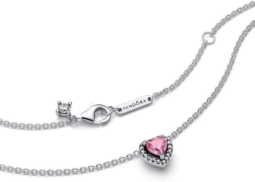Pandora Rosafarbenes Erhabenes Herz Halskette 398425C02-45 Catenina donna