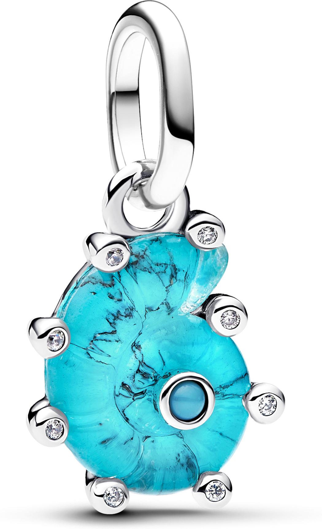Pandora Blaue Murano-Glas Meeresschnecke Charm-Anhänger 793900C01 Pendiente Charm