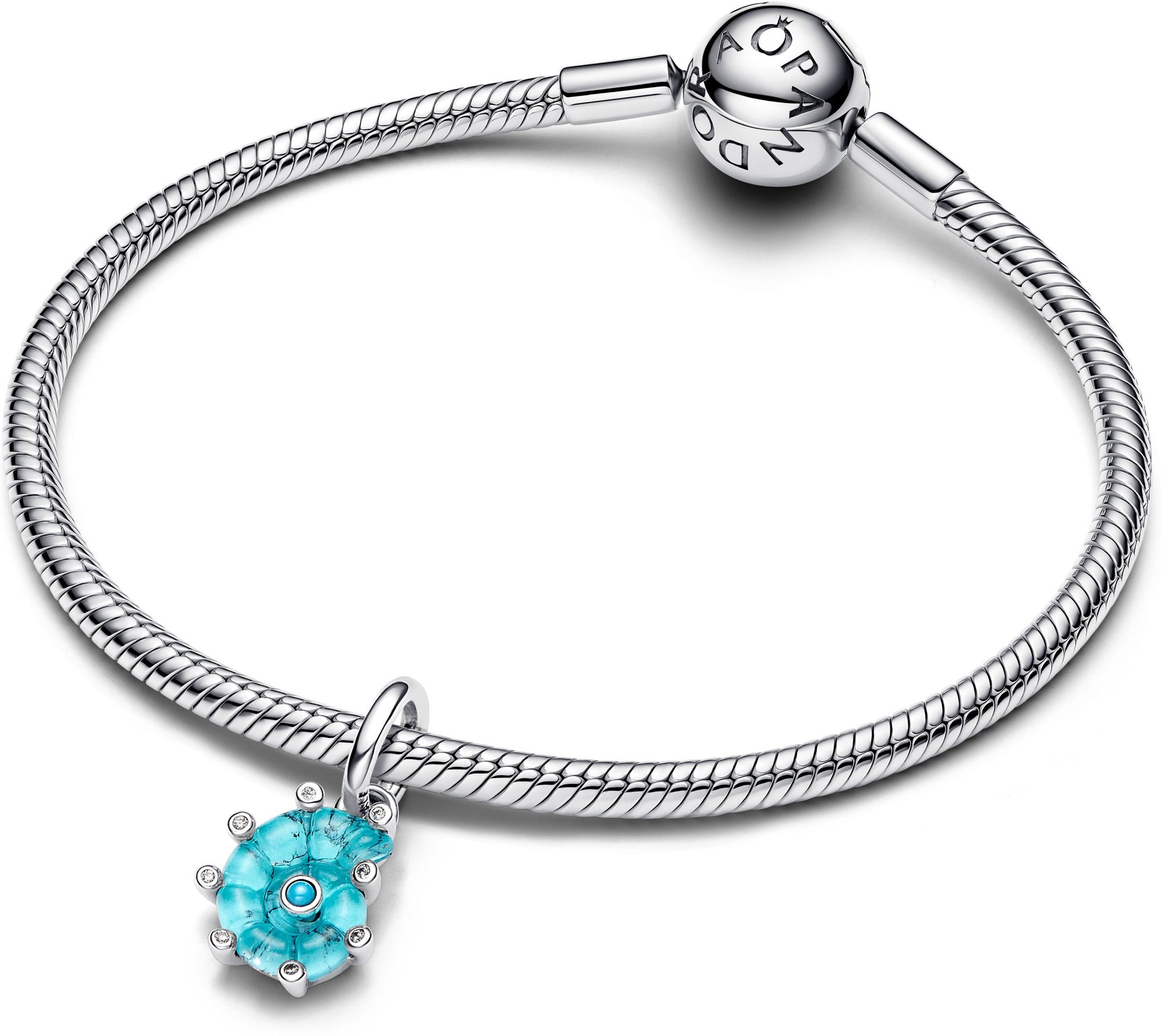 Pandora Blaue Murano-Glas Meeresschnecke Charm-Anhänger 793900C01 Pendiente Charm