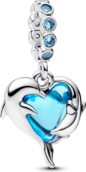 Pandora Blauer Murano-Glas Delfine Charm-Anhänger 793924C01 Charm Anhänger Pandora Blauer Murano-Glas Delfine Charm-Anhänger 793924C01 Charm Anhänger