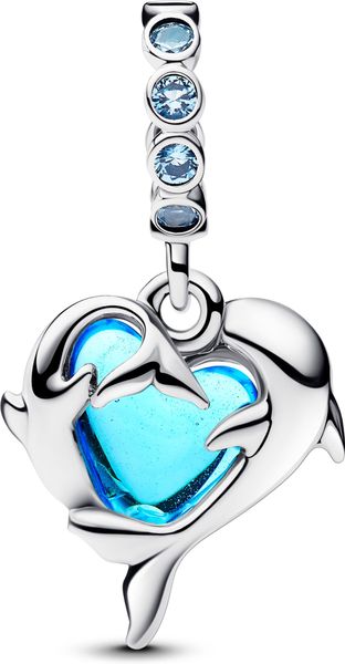 Pandora Blauer Murano-Glas Delfine Charm-Anhänger 793924C01 Charm Anhänger Pandora Blauer Murano-Glas Delfine Charm-Anhänger 793924C01 Charm Anhänger