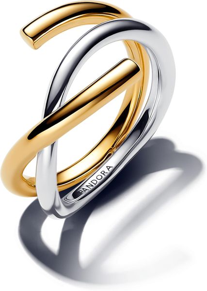 Pandora Organisch Geformter Bicolor Doppelring 163889C00 Anillo para mujeres Pandora Organisch Geformter Bicolor Doppelring 163889C00 Anillo para mujeres